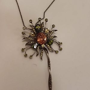 Multi stone silver pendant with chain